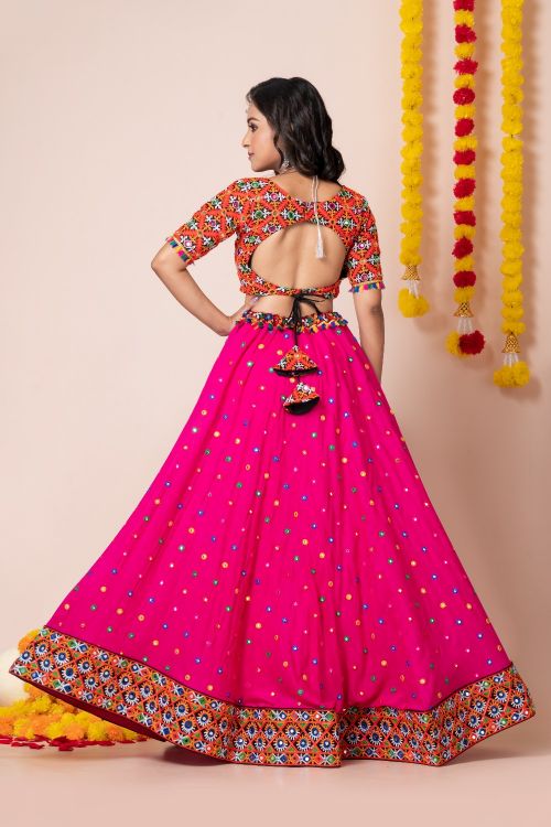 Picture of Navratri Special Designer Heavy Rayon Pink Lehenga Choli