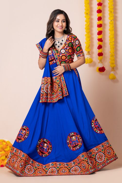 Picture of Navratri Festive Wear Heavy Rayon Blue Lehenga Choli