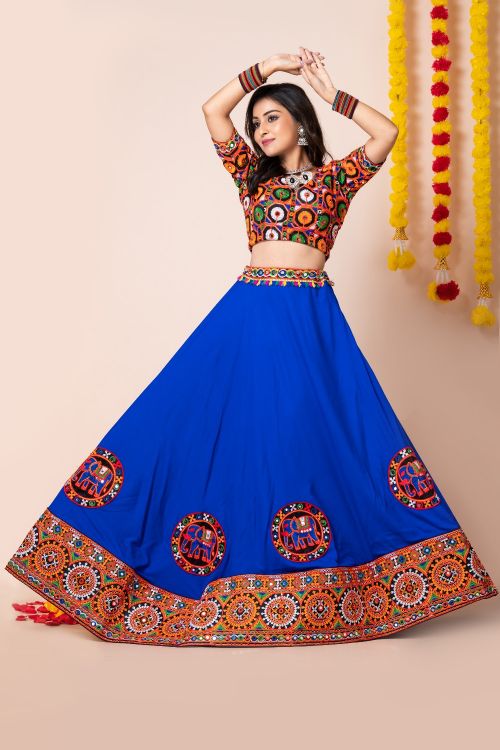 Picture of Navratri Festive Wear Heavy Rayon Blue Lehenga Choli