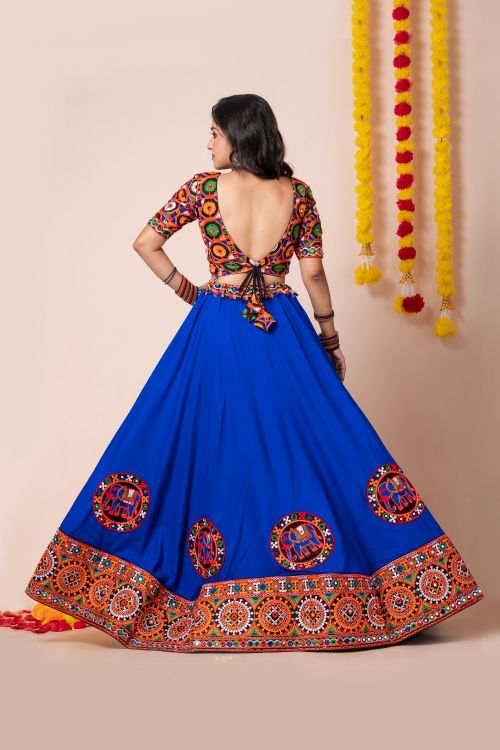 Picture of Navratri Festive Wear Heavy Rayon Blue Lehenga Choli
