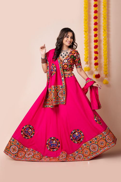 Picture of Navratri Special Classy Designer Heavy Rayon Pink Lehenga Choli