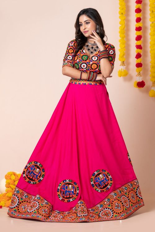 Picture of Navratri Special Classy Designer Heavy Rayon Pink Lehenga Choli