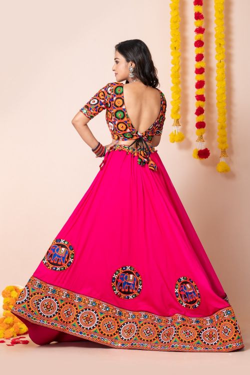 Picture of Navratri Special Classy Designer Heavy Rayon Pink Lehenga Choli