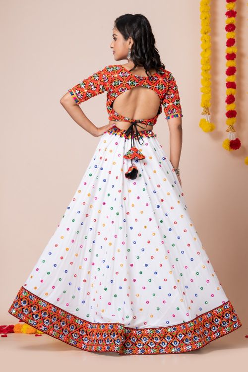 Picture of Navratri Special Classy Designer Heavy Rayon White Lehenga Choli