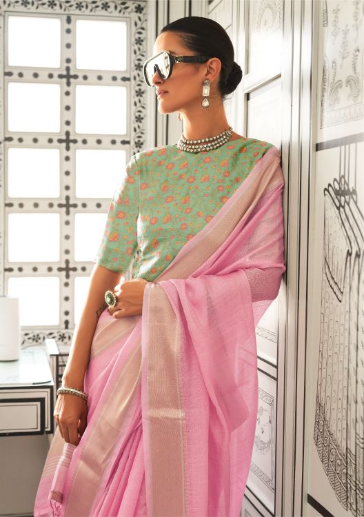 Picture of Ideal Chiffon Pink Saree