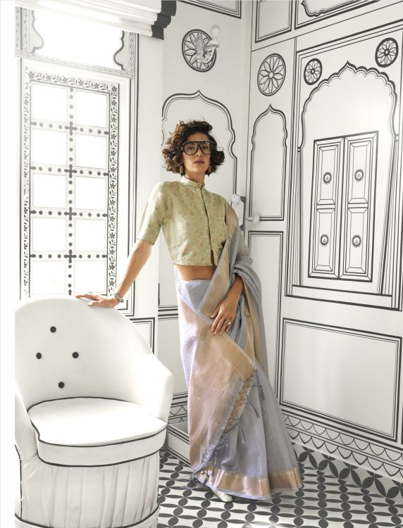 Picture of Superb Chiffon Grey Saree