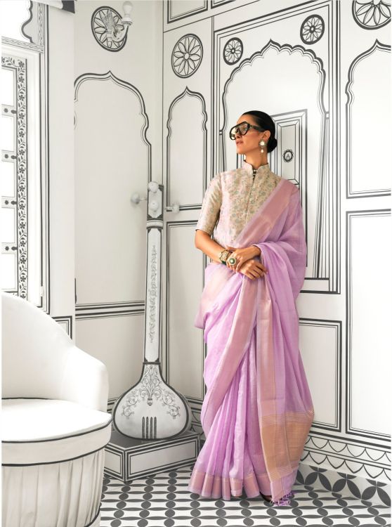 Picture of Pleasing Chiffon Lavender Saree