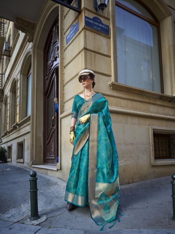 Picture of Fine Organza Blue Saree