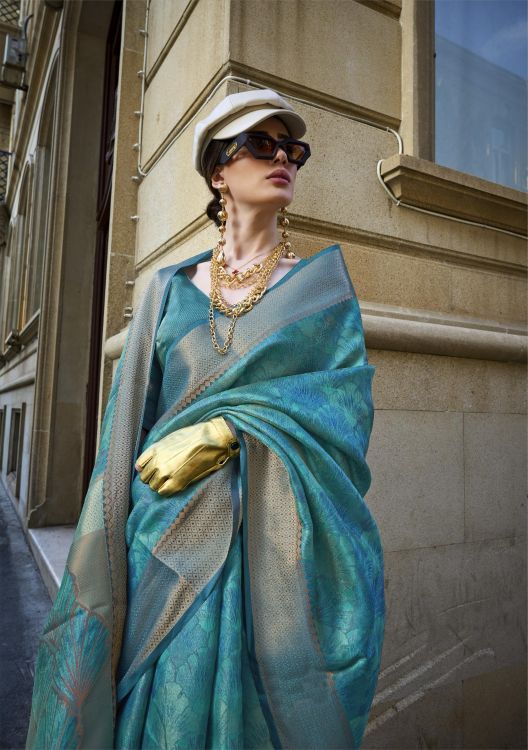 Picture of Fine Organza Blue Saree