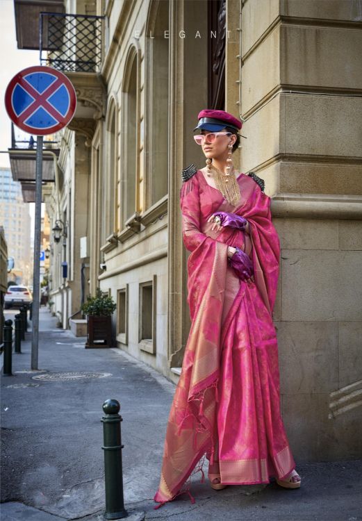 Picture of Good Looking Organza Deep Pink Saree