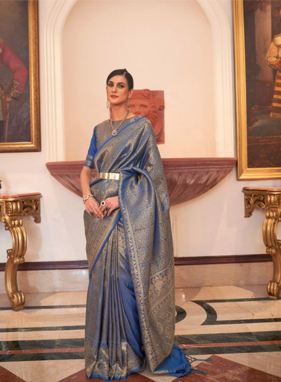 Picture of Statuesque Handloom Weaving Teal Saree