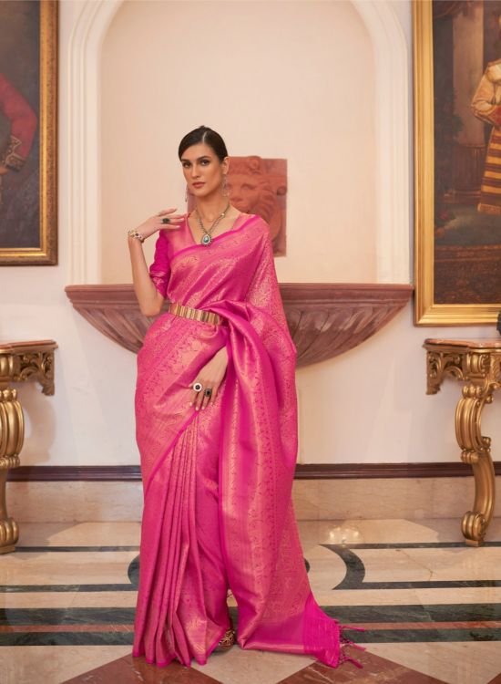Picture of Enticing Handloom Weaving Pink Saree