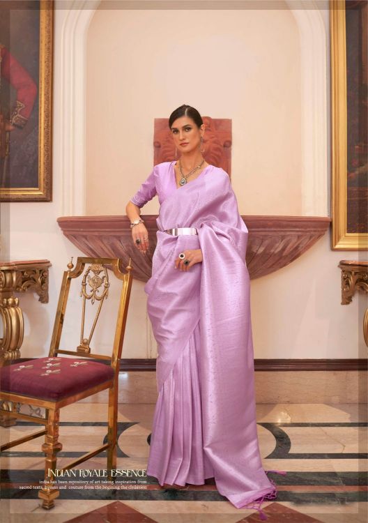 Picture of Grand Handloom Weaving Lavender Saree