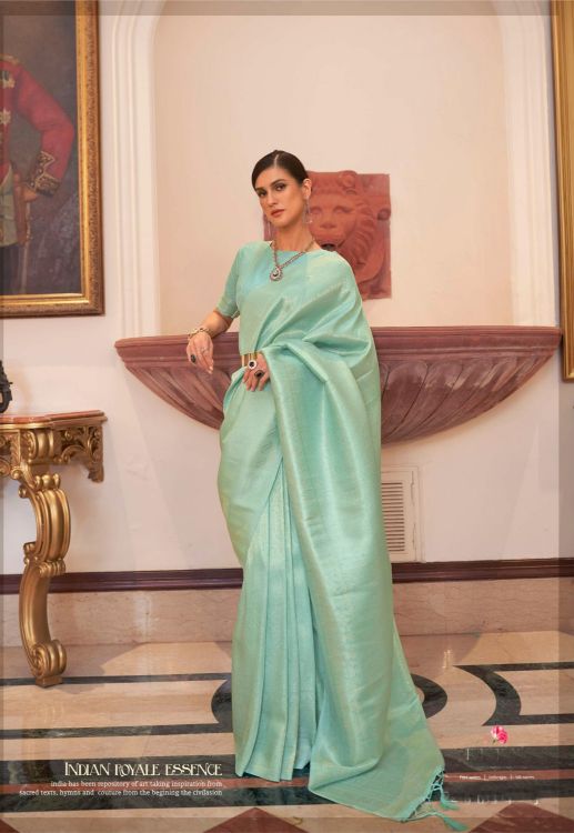 Picture of Ideal Handloom Weaving Sea Green Saree