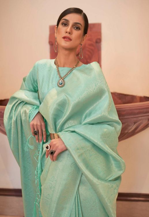 Picture of Ideal Handloom Weaving Sea Green Saree