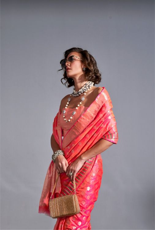 Picture of Ideal Handwoven Weaving Silk Pink Saree