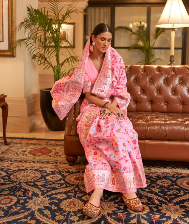 Picture of Grand Kashmiri Modal Pink Saree