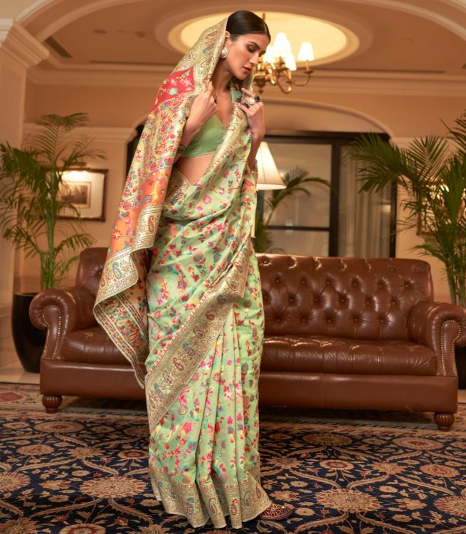 Picture of Delightful Kashmiri Modal Light Green Saree