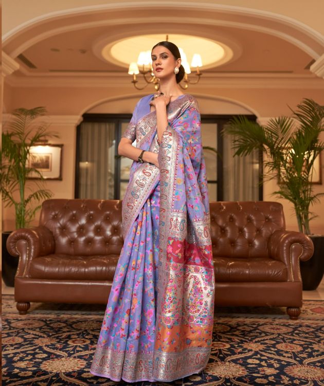 Picture of Gorgeous Kashmiri Modal Lavender Saree