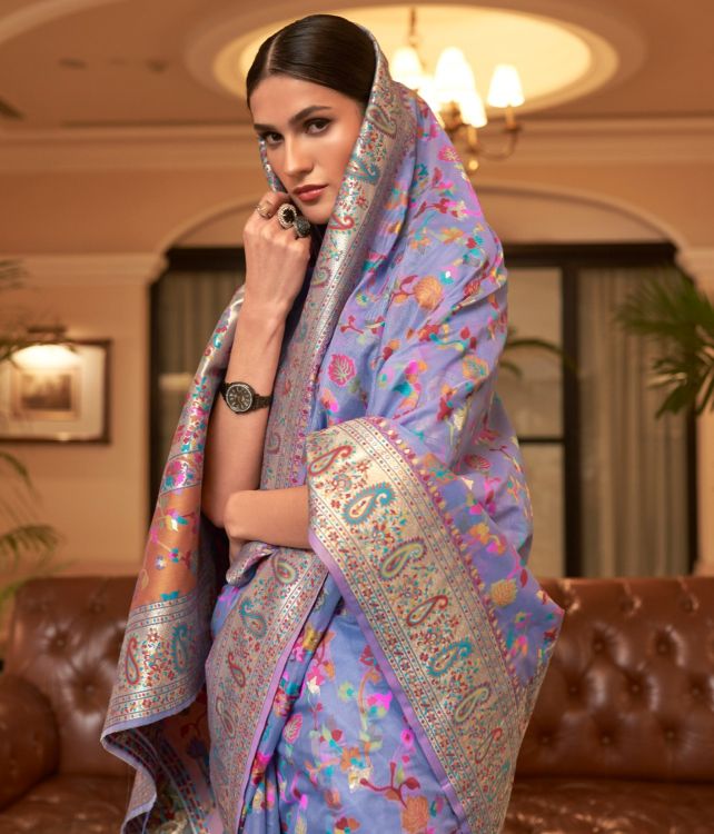 Picture of Gorgeous Kashmiri Modal Lavender Saree