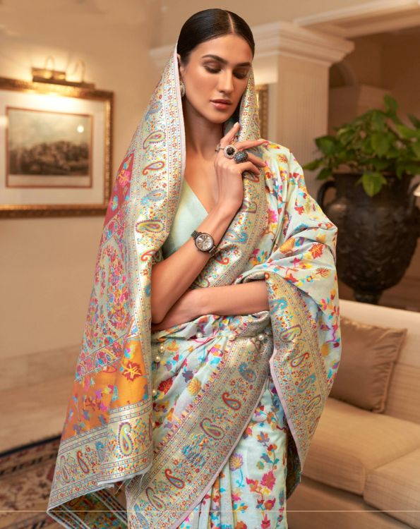 Picture of Delightful Kashmiri Modal Sky Blue Saree