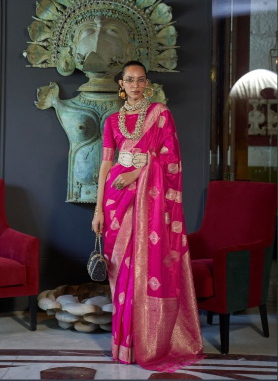 Picture of Pretty Nylon Pure Satin Deep Pink Saree