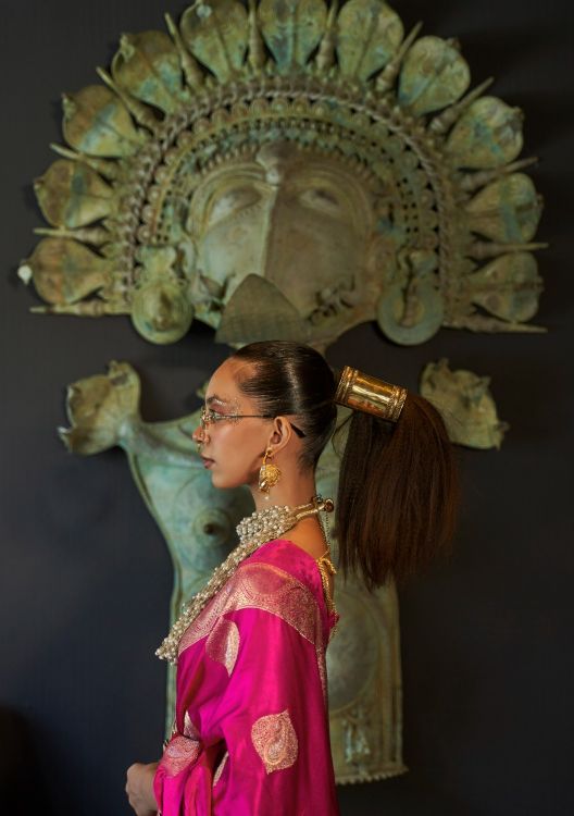 Picture of Pretty Nylon Pure Satin Deep Pink Saree