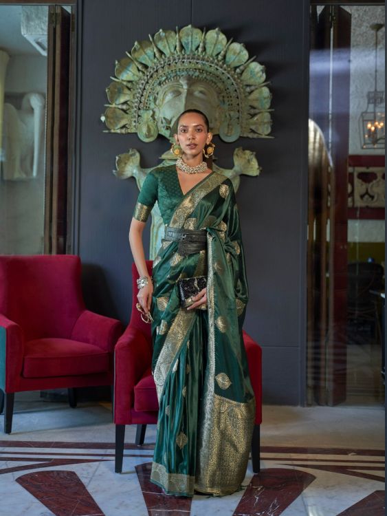 Picture of Sublime Nylon Pure Satin Green Saree