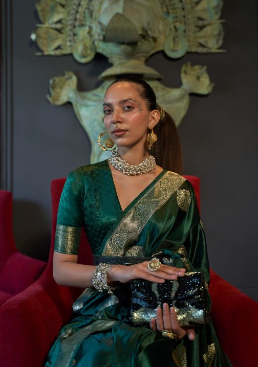 Picture of Sublime Nylon Pure Satin Green Saree