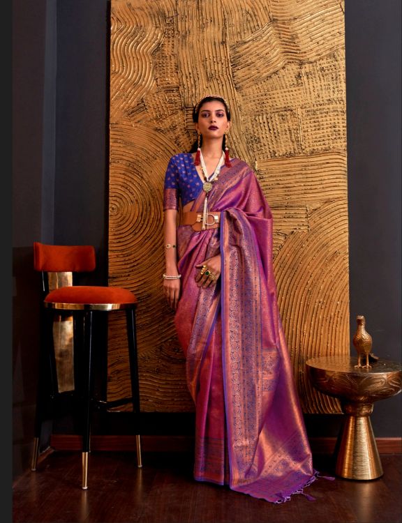 Picture of Pretty Weaving Silk Purple Saree
