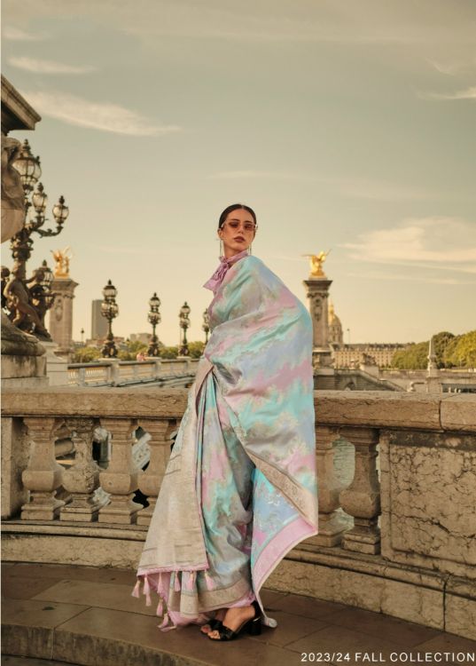 Picture of Stunning Satin Handloom Weaving Multi Saree