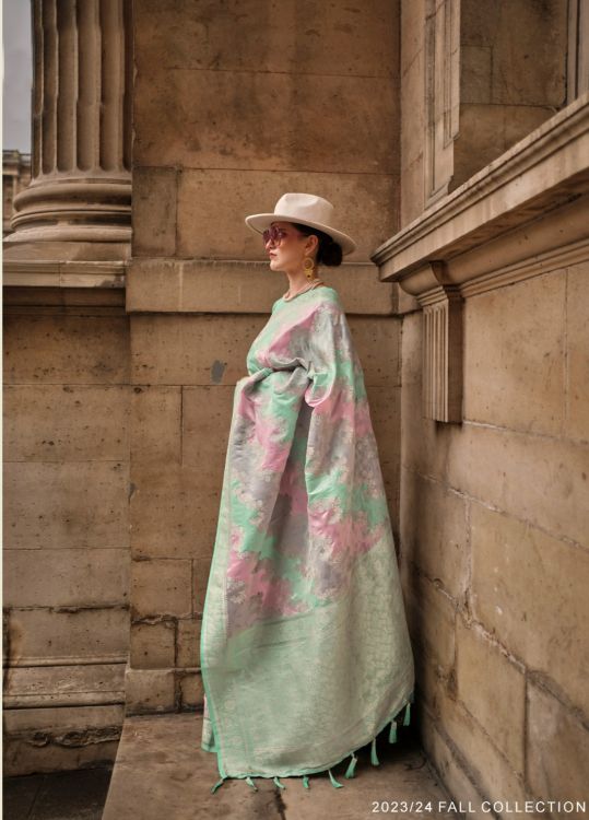 Picture of Resplendent Satin Handloom Weaving Multi Saree