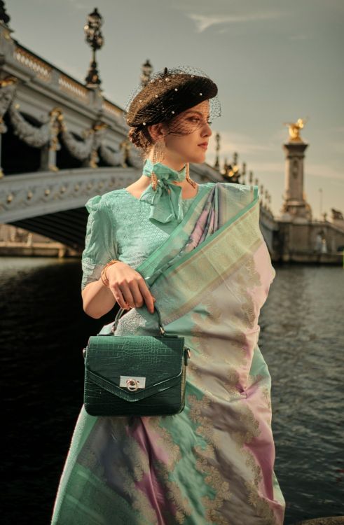 Picture of Resplendent Satin Handloom Weaving Multi Saree