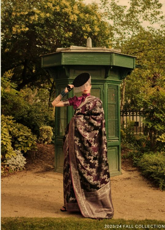 Picture of Superb Satin Handloom Weaving Multi Saree