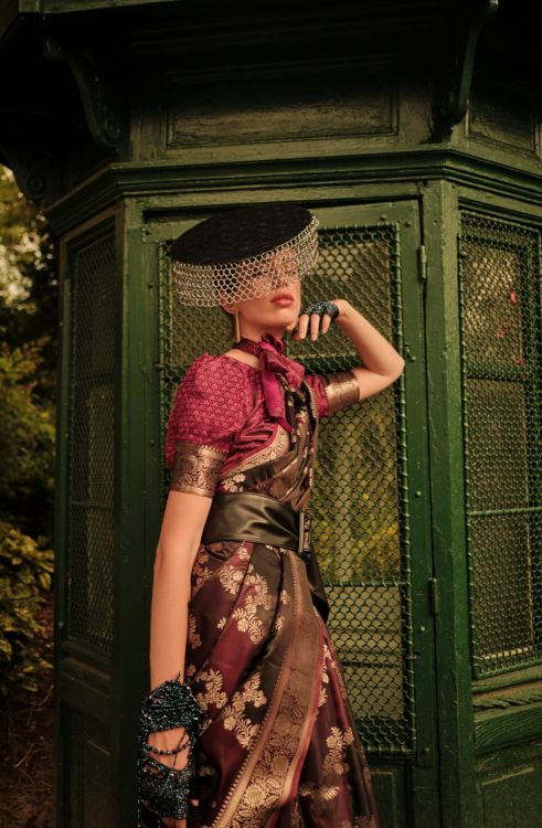 Picture of Superb Satin Handloom Weaving Multi Saree