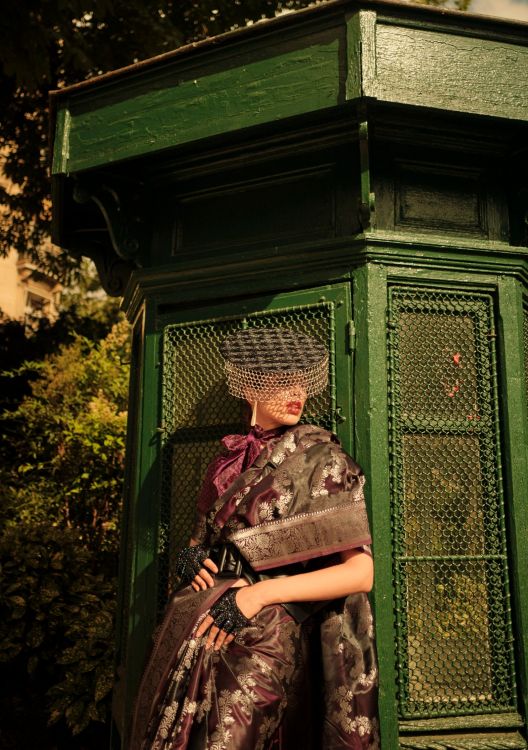 Picture of Superb Satin Handloom Weaving Multi Saree