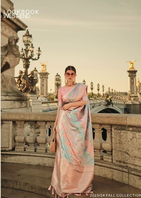 Picture of Pretty Satin Handloom Weaving Multi Saree