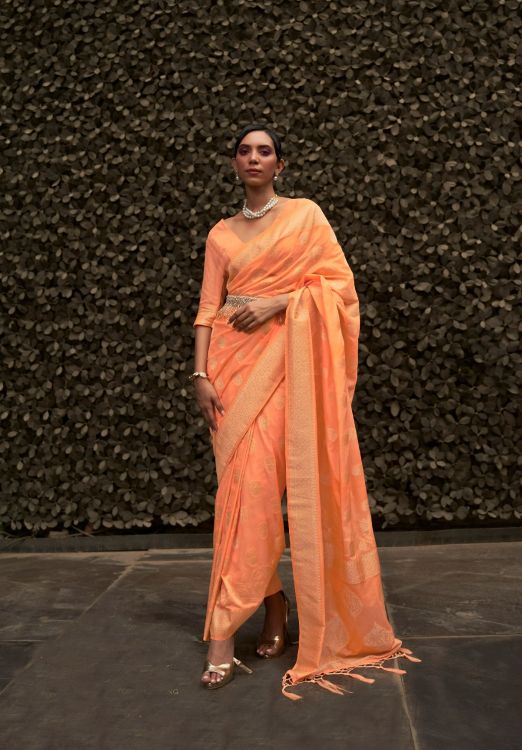 Picture of Ideal Nylon Chiffon Peach Puff Saree