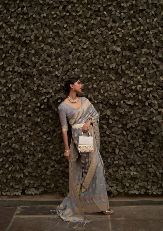Picture of Elegant Nylon Chiffon Grey Saree