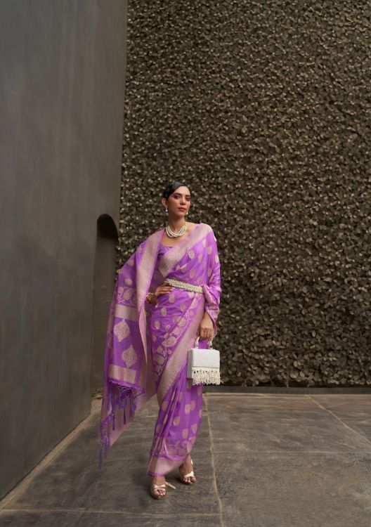 Picture of Magnificent Nylon Chiffon Purple Saree