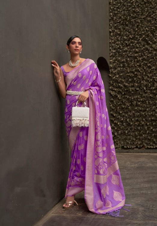 Picture of Magnificent Nylon Chiffon Purple Saree