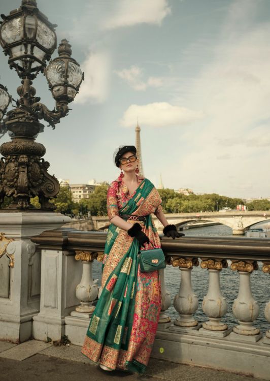 Picture of Resplendent Kashmiri Silk Green Saree
