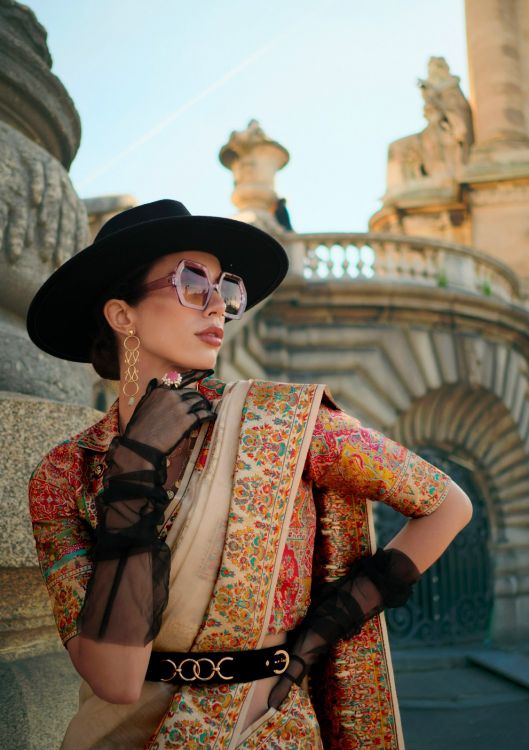 Picture of Bewitching Kashmiri Silk Beige Saree