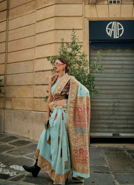 Picture of Taking Kashmiri Silk Sky Blue Saree
