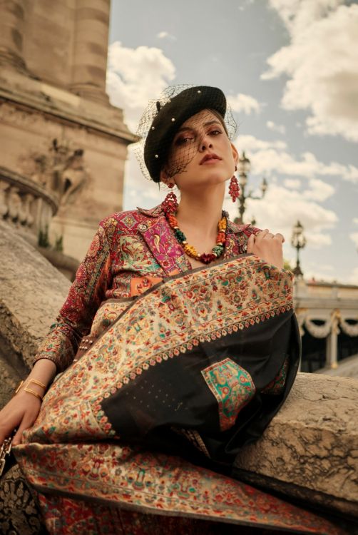 Picture of Wonderful Kashmiri Silk Black Saree