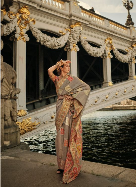 Picture of Taking Kashmiri Silk Grey Saree