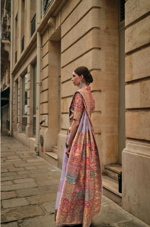 Picture of Pleasing Kashmiri Silk Lavender Saree