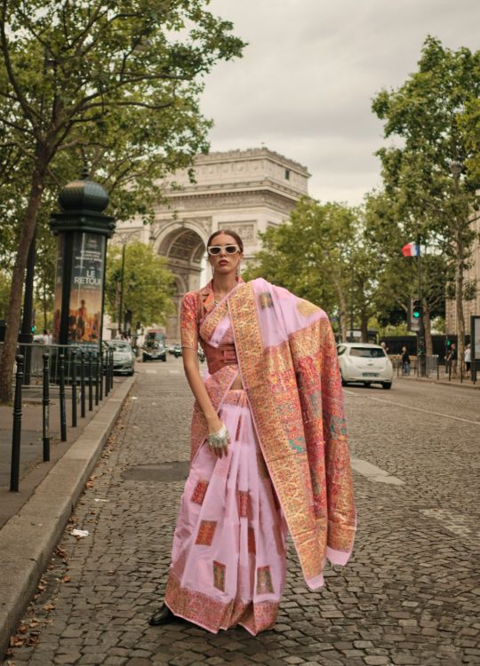 Picture of Enticing Kashmiri Silk Light Pink Saree