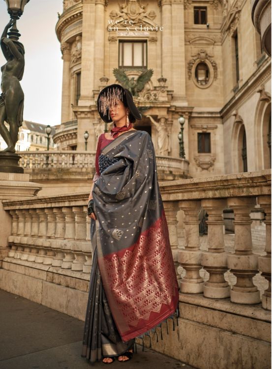 Picture of Beautiful Soft Silk Grey Saree