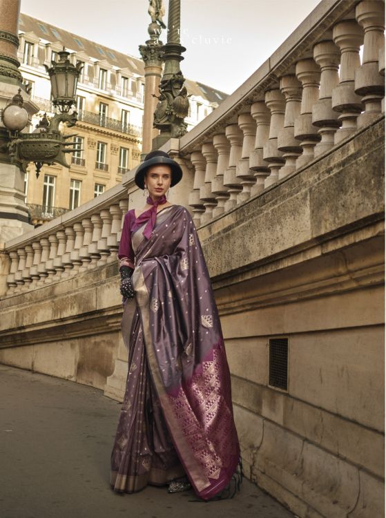 Picture of Comely Soft Silk Coffee Wine Saree